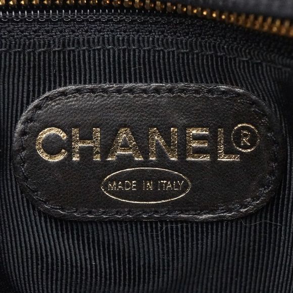 Chanel Tote Bag Chain Caviar Skin Black Gold Shoulder Bag - Picture 6 of 6